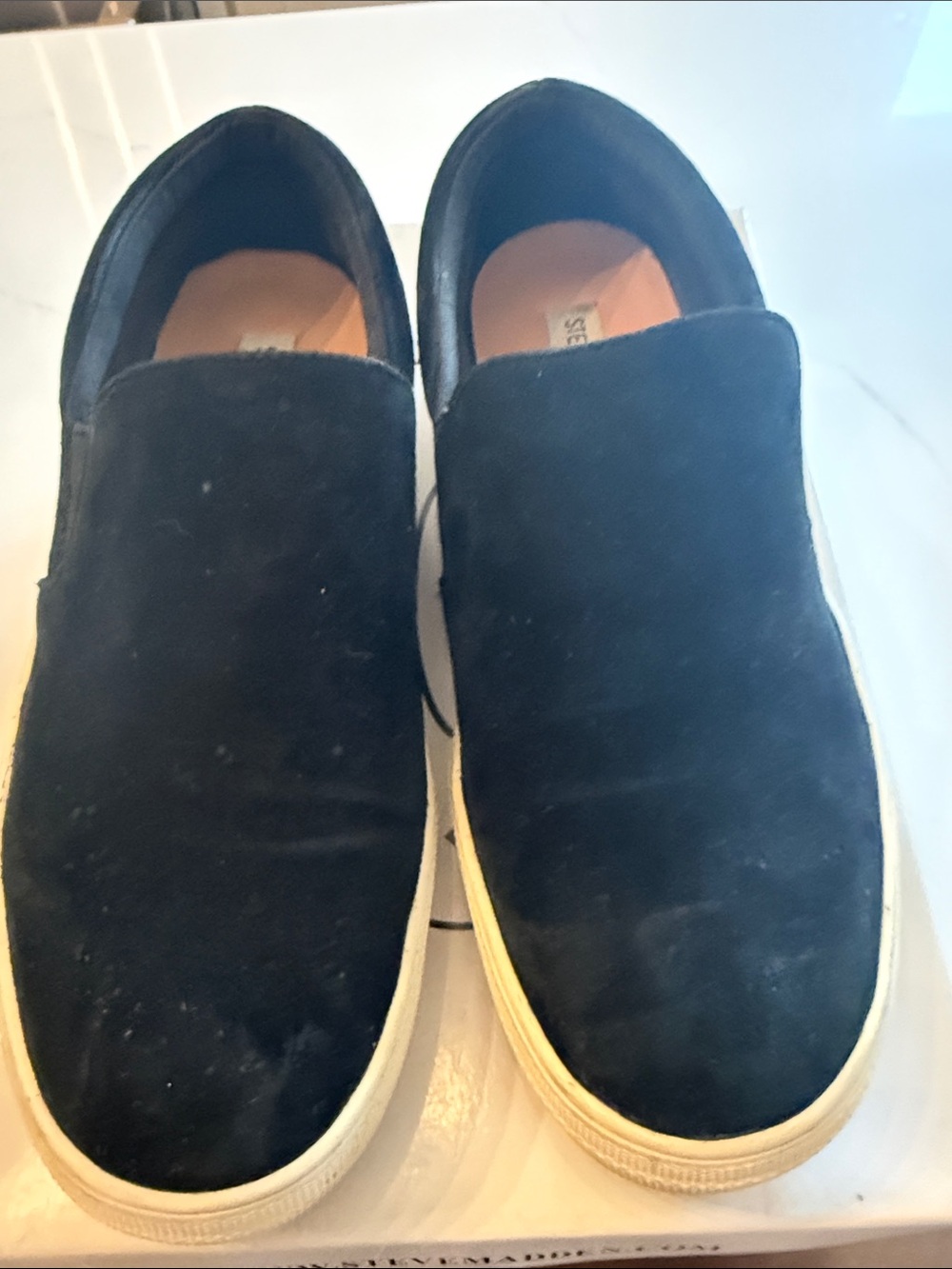 Steve Madden Black Slip-On Suede Loafers